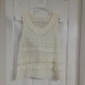 McGinn Cream Ruffled Sleeveless Blouse